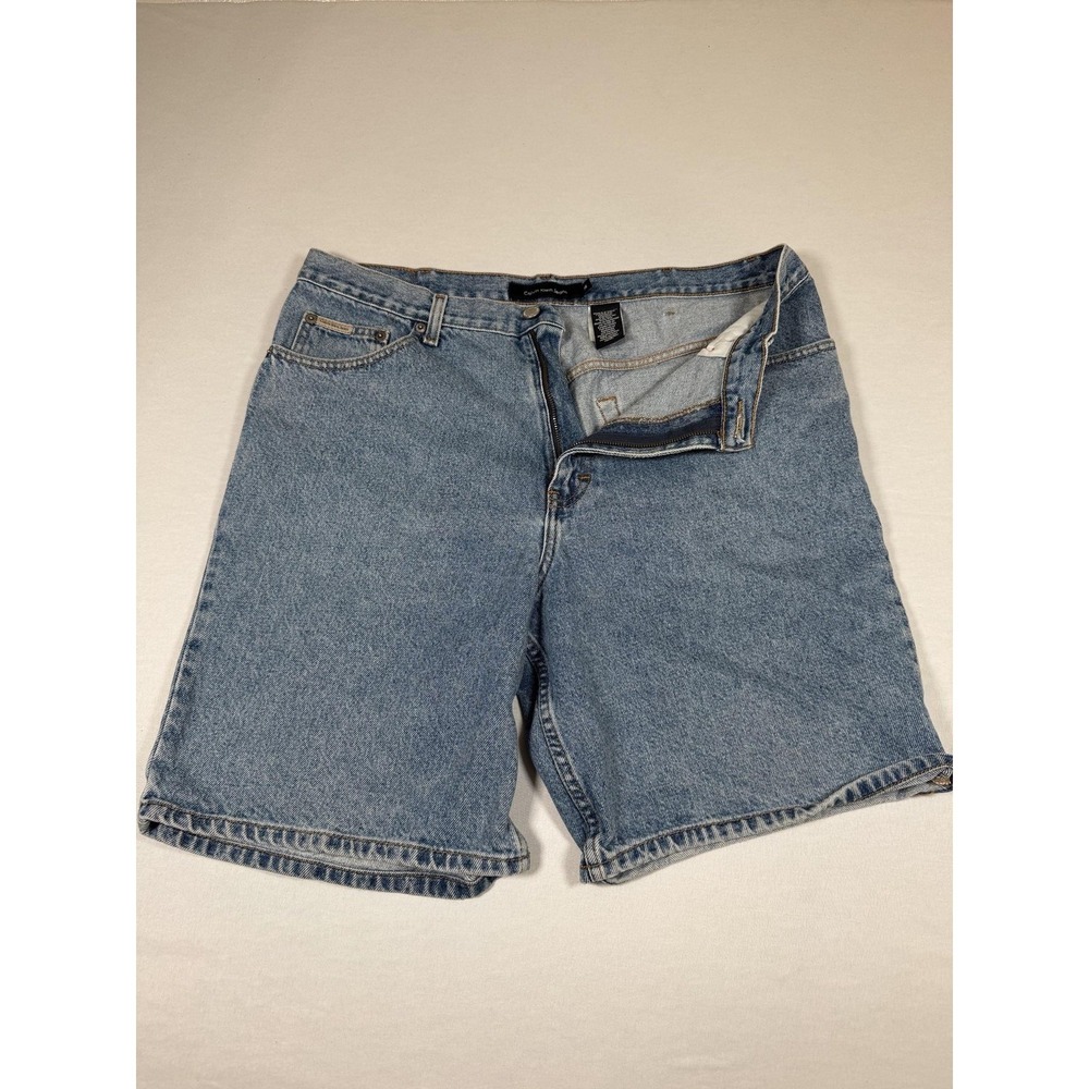Calvin Klein Jeans Denim Shorts Mens 36 Blue Heavy Metal Stone Wash Bermuda
